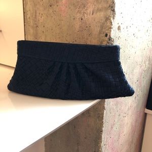 Navy satin clutch